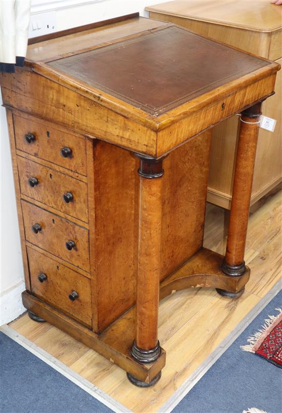 An early Victorian mahogany and birds eye maple Davenport W.58cm